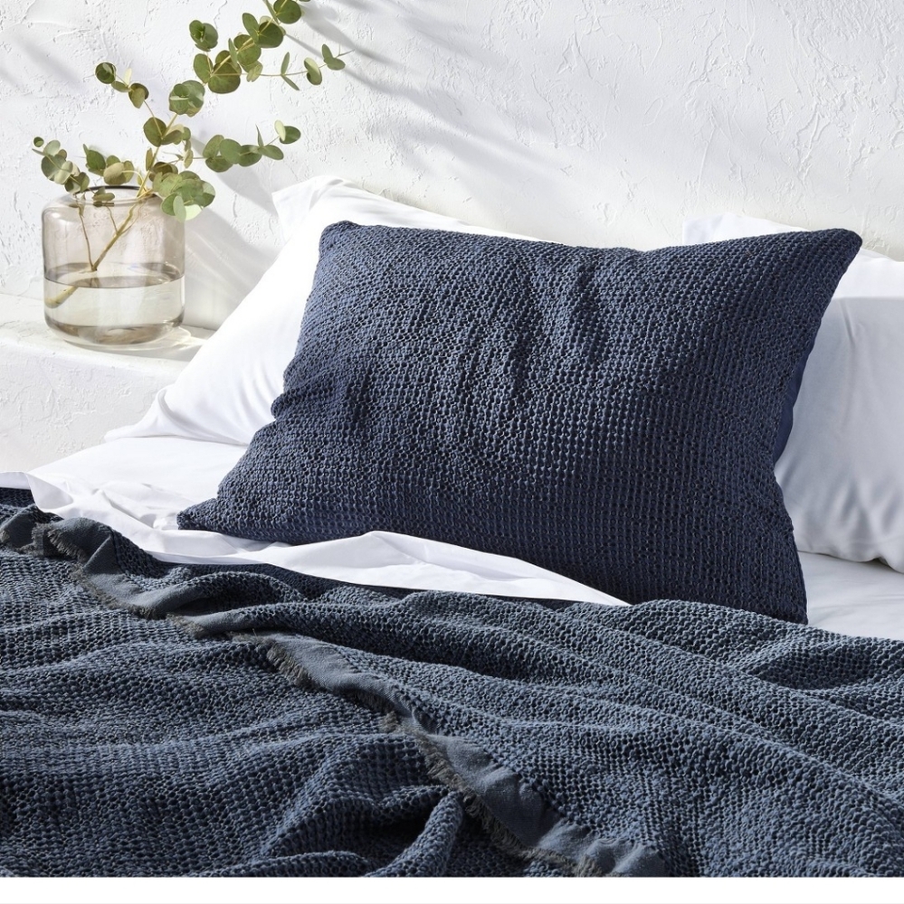 Casaluna Mineral Blue Navy Waffle Textured King Sham